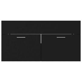 Set mobilier de baie, 2 buc., negru, pal, 9 image