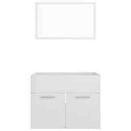 Set mobilier de baie, 2 piese, alb extralucios, pal, 5 image