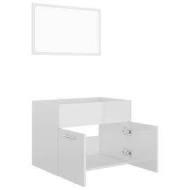 Set mobilier de baie, 2 piese, alb extralucios, pal, 6 image