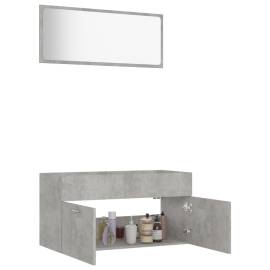 Set mobilier de baie, 2 piese, gri beton, pal, 4 image