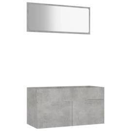 Set mobilier de baie, 2 piese, gri beton, pal, 2 image