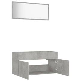 Set mobilier de baie, 2 piese, gri beton, pal, 6 image