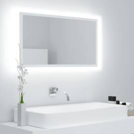 Oglindă de baie cu led, alb, 80x8,5x37 cm, pal