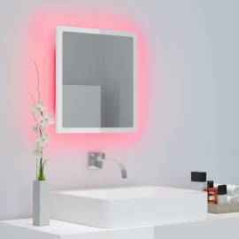 Oglindă de baie cu led, alb extralucios, 40x8,5x37 cm, pal, 5 image