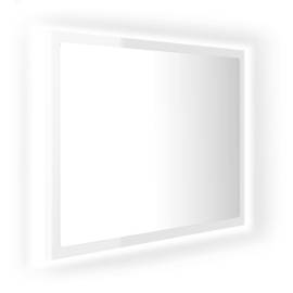 Oglindă de baie cu led, alb extralucios, 60x8,5x37 cm, pal, 2 image