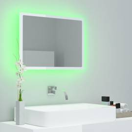 Oglindă de baie cu led, alb extralucios, 60x8,5x37 cm, pal, 4 image