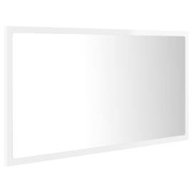 Oglindă de baie cu led, alb extralucios, 80x8,5x37 cm, pal, 6 image