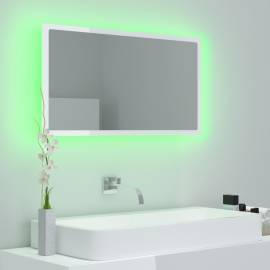 Oglindă de baie cu led, alb extralucios, 80x8,5x37 cm, pal, 4 image