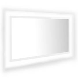 Oglindă de baie cu led, alb extralucios, 80x8,5x37 cm, pal, 2 image