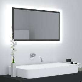 Oglindă de baie cu led, gri, 80x8,5x37 cm, pal