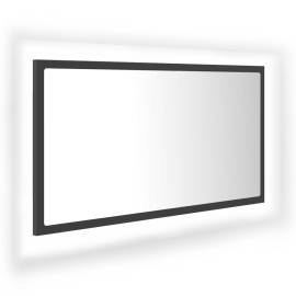Oglindă de baie cu led, gri, 80x8,5x37 cm, pal, 2 image