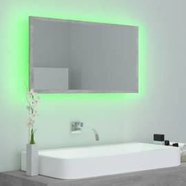 Oglindă de baie cu led, gri beton, 80x8,5x37 cm, pal, 4 image
