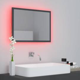 Oglindă de baie cu led, gri extralucios, 60x8,5x37 cm, pal, 5 image