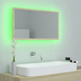 Oglindă de baie cu led, stejar sonoma, 80x8,5x37 cm, pal, 4 image