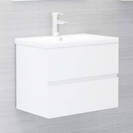 Set mobilier de baie, 2 piese, alb extralucios, pal, 4 image
