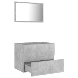 Set mobilier de baie, 2 piese, gri beton, pal, 7 image