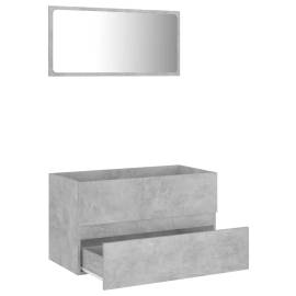 Set mobilier de baie, 2 piese, gri beton, pal, 5 image