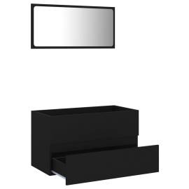 Set mobilier de baie, 2 piese, negru, pal, 5 image