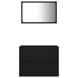 Set mobilier de baie, 2 piese, negru, pal, 7 image