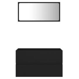 Set mobilier de baie, 2 piese, negru, pal, 6 image