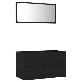 Set mobilier de baie, 2 piese, negru, pal, 2 image