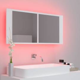 Dulap de baie cu oglindă și led, alb, 100x12x45 cm, 7 image