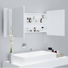 Dulap de baie cu oglindă și led, alb, 100x12x45 cm, 4 image