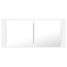 Dulap de baie cu oglindă și led, alb, 100x12x45 cm, 9 image