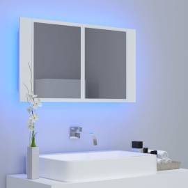Dulap de baie cu oglindă și led, alb, 80x12x45 cm, 3 image