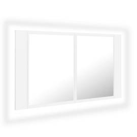 Dulap de baie cu oglindă și led, alb, 80x12x45 cm, 2 image