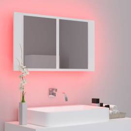 Dulap de baie cu oglindă și led, alb, 80x12x45 cm, 5 image