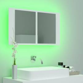 Dulap de baie cu oglindă și led, alb, 80x12x45 cm, 4 image
