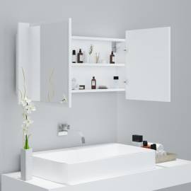 Dulap de baie cu oglindă și led, alb, 90x12x45 cm, 6 image