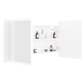 Dulap de baie cu oglindă și led, alb, 90x12x45 cm, 7 image