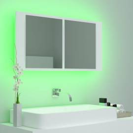 Dulap de baie cu oglindă și led, alb, 90x12x45 cm, 4 image