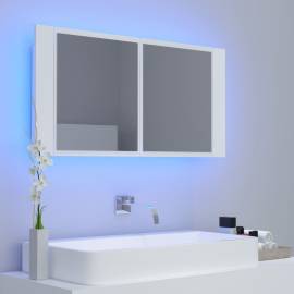 Dulap de baie cu oglindă și led, alb, 90x12x45 cm, 3 image