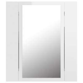 Dulap de baie cu oglindă și led, alb extralucios, 40x12x45 cm, 9 image