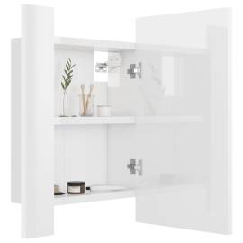 Dulap de baie cu oglindă și led, alb extralucios, 40x12x45 cm, 7 image