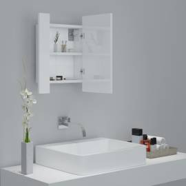Dulap de baie cu oglindă și led, alb extralucios, 40x12x45 cm, 6 image