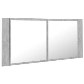 Dulap de baie cu oglindă și led, gri beton, 100x12x45 cm, 8 image
