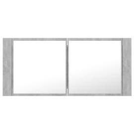 Dulap de baie cu oglindă și led, gri beton, 100x12x45 cm, 9 image