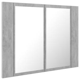 Dulap de baie cu oglindă și led, gri beton, 60x12x45 cm, 8 image