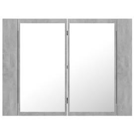 Dulap de baie cu oglindă și led, gri beton, 60x12x45 cm, 9 image