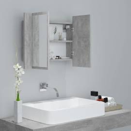 Dulap de baie cu oglindă și led, gri beton, 60x12x45 cm, 6 image