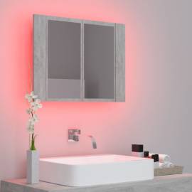 Dulap de baie cu oglindă și led, gri beton, 60x12x45 cm, 4 image