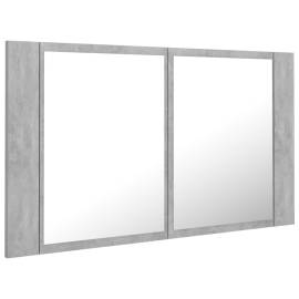 Dulap de baie cu oglindă și led, gri beton, 80x12x45 cm, 8 image