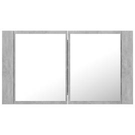 Dulap de baie cu oglindă și led, gri beton, 80x12x45 cm, 9 image