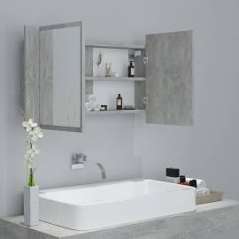 Dulap de baie cu oglindă și led, gri beton, 80x12x45 cm, 6 image