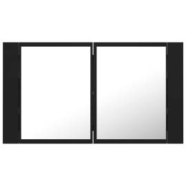 Dulap de baie cu oglindă și led, negru, 80x12x45 cm, 9 image