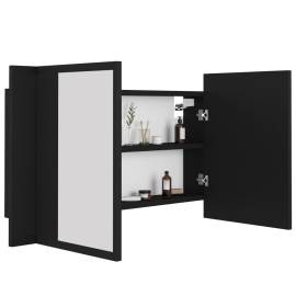 Dulap de baie cu oglindă și led, negru, 80x12x45 cm, 7 image